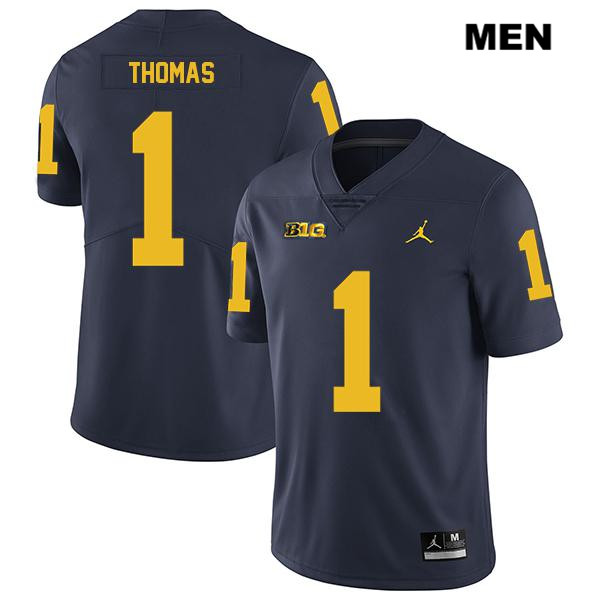 Men's NCAA Michigan Wolverines Ambry Thomas #1 Navy Jordan Brand Authentic Stitched Legend Football College Jersey SP25X23IX